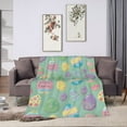 thumbnail image 3 of SPXUBZ Happy Easter Throw Blanket - Easter Day Colorful Eggs Flannel Blanket Flowers Spring Soft Blanket, 3 of 7