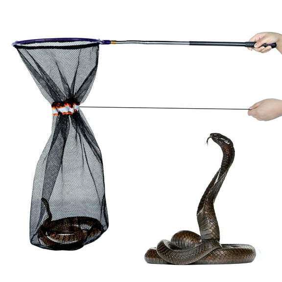 Snake Catcher Net, Snake Grabber Tool with Secure Drawstring, 16.2"-60" Telescopic Pole Stick Rattlesnake Grabbe