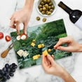 thumbnail image 5 of Japanese Cutting Board, Yard Little Lake Between Trees Stones in Autumn Season Natural Wilderness, Decorative Tempered Glass Cutting and Serving Board, Small Size, Green White, by Ambesonne, 5 of 5