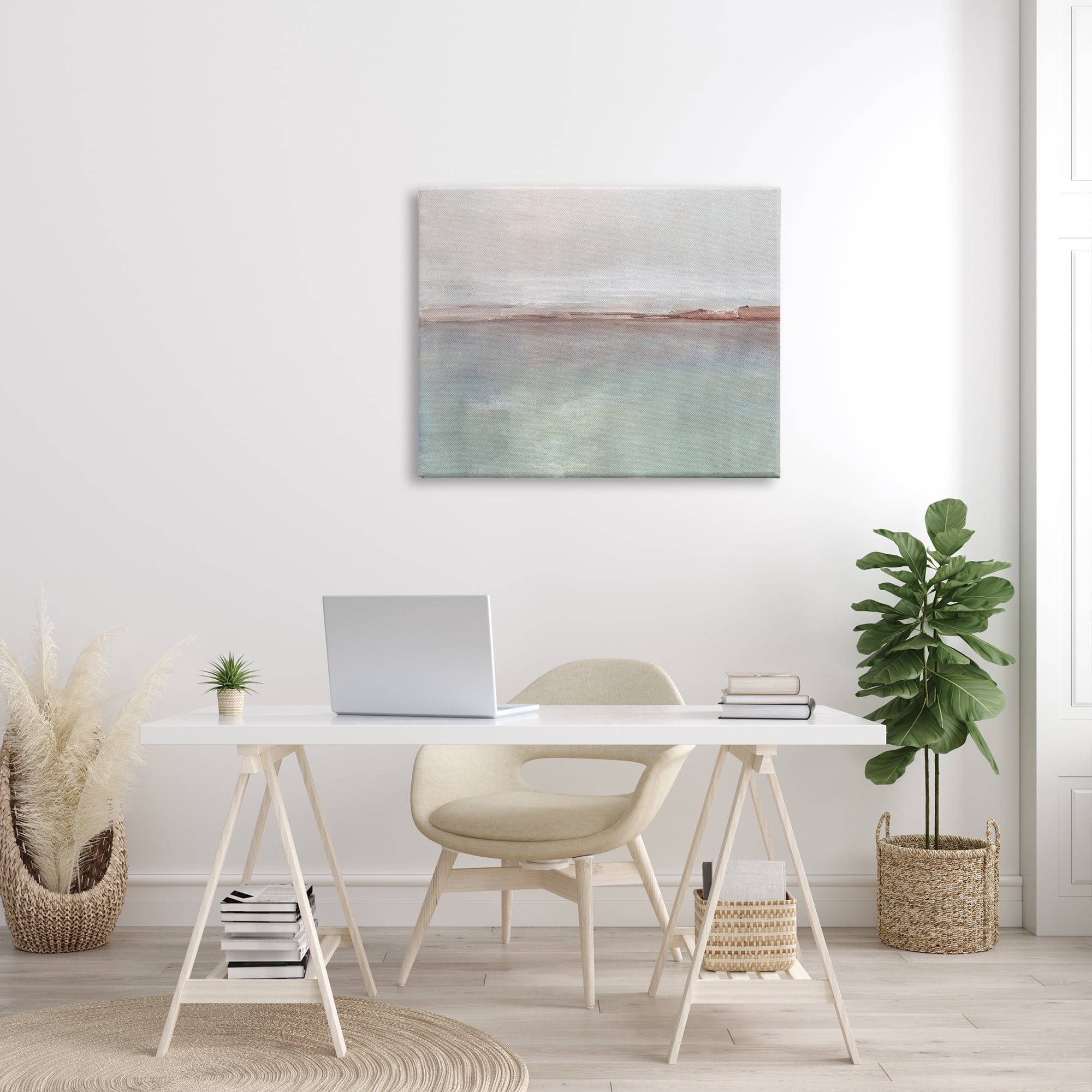 Stupell Indtries Abstract Coastal Landscape Soft Grey Brown Horizon,40 x 30,Design by Sally Swatland