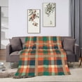 thumbnail image 6 of DouZhe Ultra-Soft Micro Fleece Lightweight Flannel Bed Blanket, Vintage Orange Plaid Stripes Print Cozy Warm Throw Blankets, 50"x40", 6 of 7