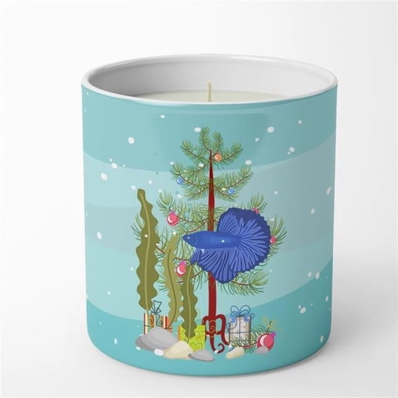 Carolines Treasures CK4507CDL 3.75 x 3.25 in. Unisex Delta Tail Betta Fish Merry Christmas 10 oz Decorative Soy Candle