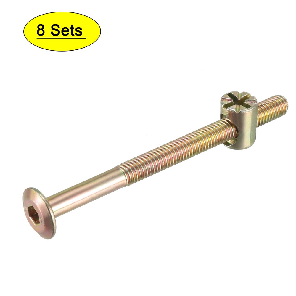 M6x75mm Furniture Bolt Nut Set Screw 52mm Thread Long w Barrel Nut 8 Sets