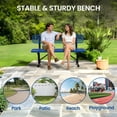 thumbnail image 3 of AwayHome 6ft Heavy Duty Mesh Metal Outdoor Park Bench with Backrest & Steel Frame,Blue, 3 of 7