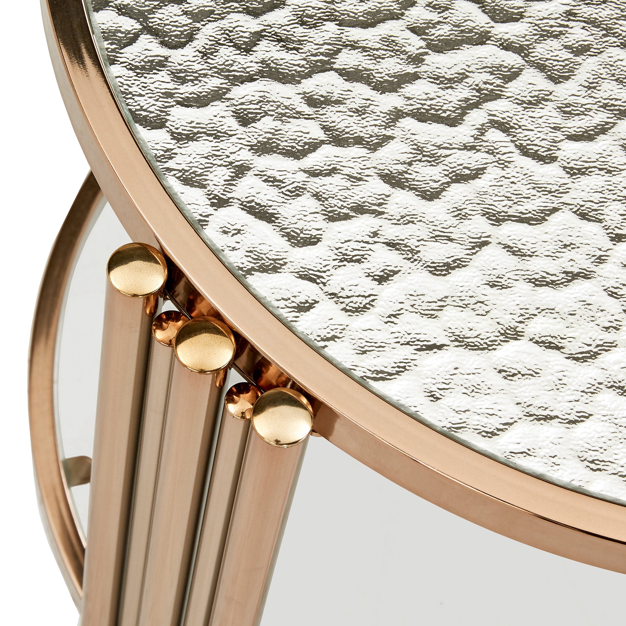 Weston Home Riga Champagne Gold Finish Textured Glass End Table