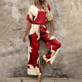thumbnail image 5 of Neewe Women's Summer 2 Piece Outfits 2026 Short Sleeve Tops Wide Leg Pant Sets Casual Tracksuit-Red M, 5 of 9