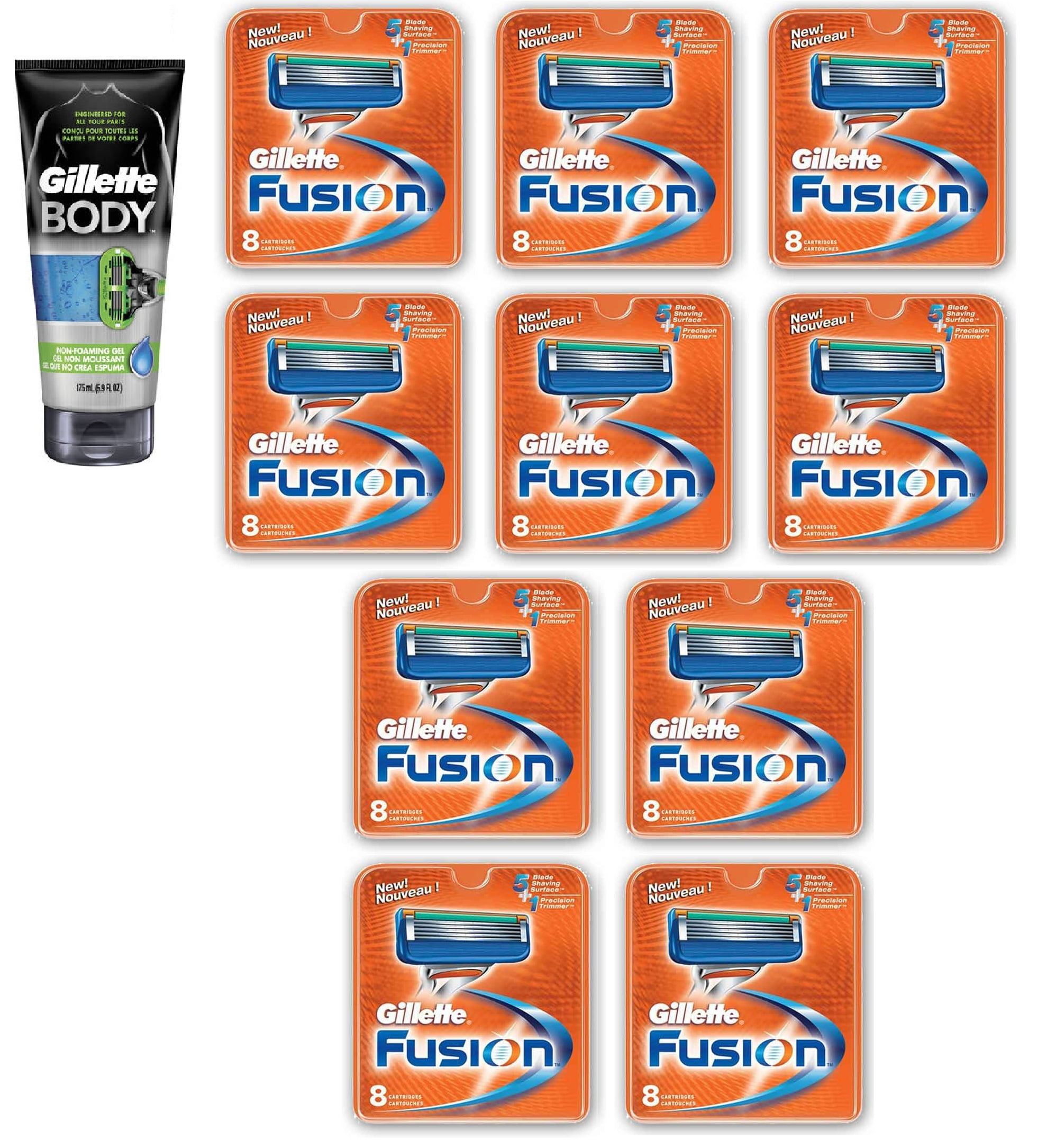 Gillette Body Non Foaming Shave Gel for Men, 5.9 Fl Oz + Fusion Refill