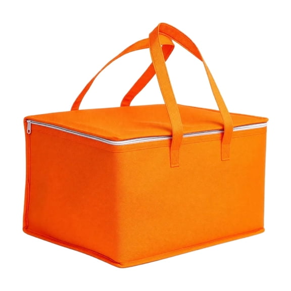 Insulated Delivery Bag, Cooler Tote Bag, Insulated Carrier, Picnic Cooler Bag, 17X11X10 Inch Orange Reusable Insulated Bag for Cold Fresh, Raw Meat, Grocery Shopping, Meal