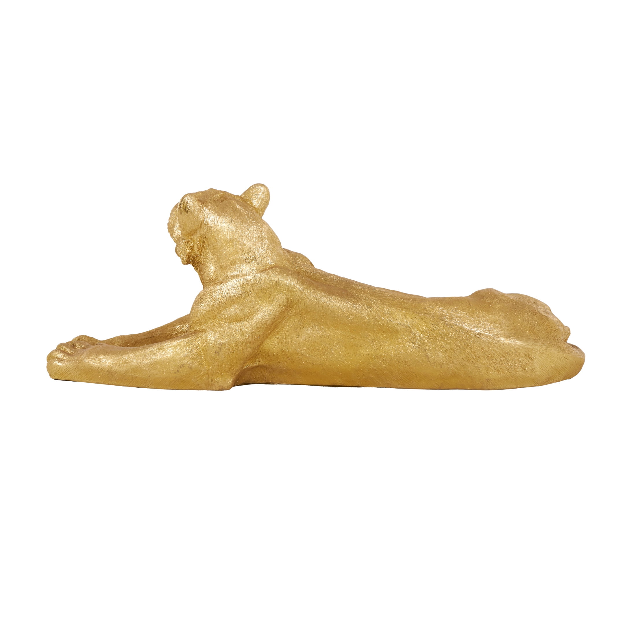 44" x 16" Gold Resin Laying Leopard Sculpture, by DecMode