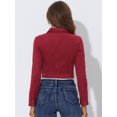 thumbnail image 4 of INSPIRE CHIC Veste Courte Décontractée pour Femme en Faux Suède à Col Cranté Boutonnée avec Poches Rouge TP, 4 of 5