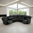 thumbnail image 3 of Gewnee Black Oversize Air Leather Manual Sectional Sofa Set with Cup Holder & Storage, Manual Reclining Couch for Living Room, 3 of 19