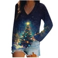 thumbnail image 2 of Christmas Shirts for Women Long Sleeve V Neck Pullover Holiday Blouses Party Ready Comfort Fit Seasonal Print Going Out Tops, 2 of 5