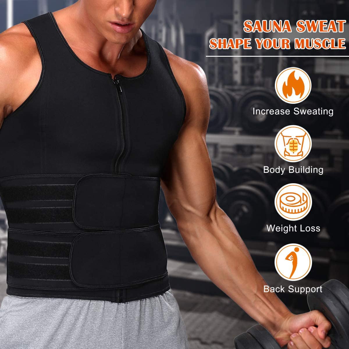 Mens Sauna Waist Trainer Corset Vest with Zipper for Weight Loss Hot S –  OptimumSupplement