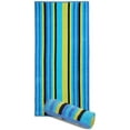 thumbnail image 3 of 30x62 Terry Beach Towels Cotton Velour Cabana Stripe 100% Cotton. (2, Multi Color - Blue), 3 of 3