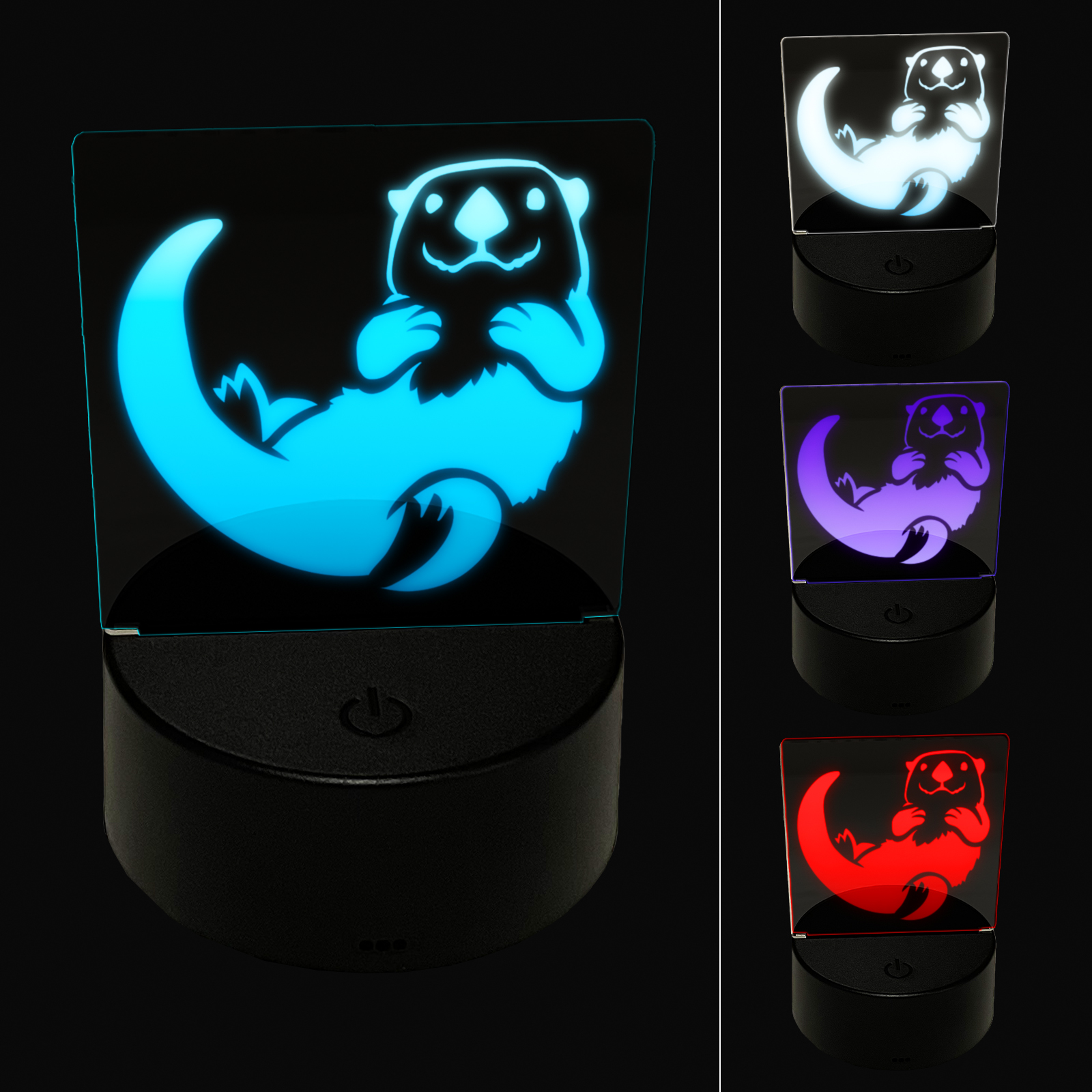 Floating Sea Otter LED Night Light Sign 3D Illusion Desk Nightstand