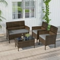 thumbnail image 4 of Costway 4 PCS Patio Furniture Set with Washable Cushions and Tempered Glass Coffee Table Grey, 4 of 9