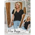 thumbnail image 6 of Hibeli Women Lace Spliced V Neck Petal Sleeve Solid Color Casual Top, 6 of 7