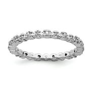 925 Sterling Silver Stackable Expressions White Topaz & Diamond Ring Size: 7; for Adults and Teens; for Women and Men