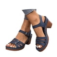 thumbnail image 3 of IWRICH Low Chunky Heels for Women ​dressy Wedge Platform Sandals ​summer Casual Footwear ​with Adjustable Straps Navy 9.5, 3 of 9