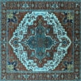 thumbnail image 1 of Ahgly Company Indoor Square Oriental Light Blue Industrial Area Rugs, 5' Square, 1 of 4