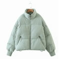 thumbnail image 5 of Women's Winter Stand Collar Zip Puffer Jacket Baggy Short Padded Down Warm Coats, 5 of 7
