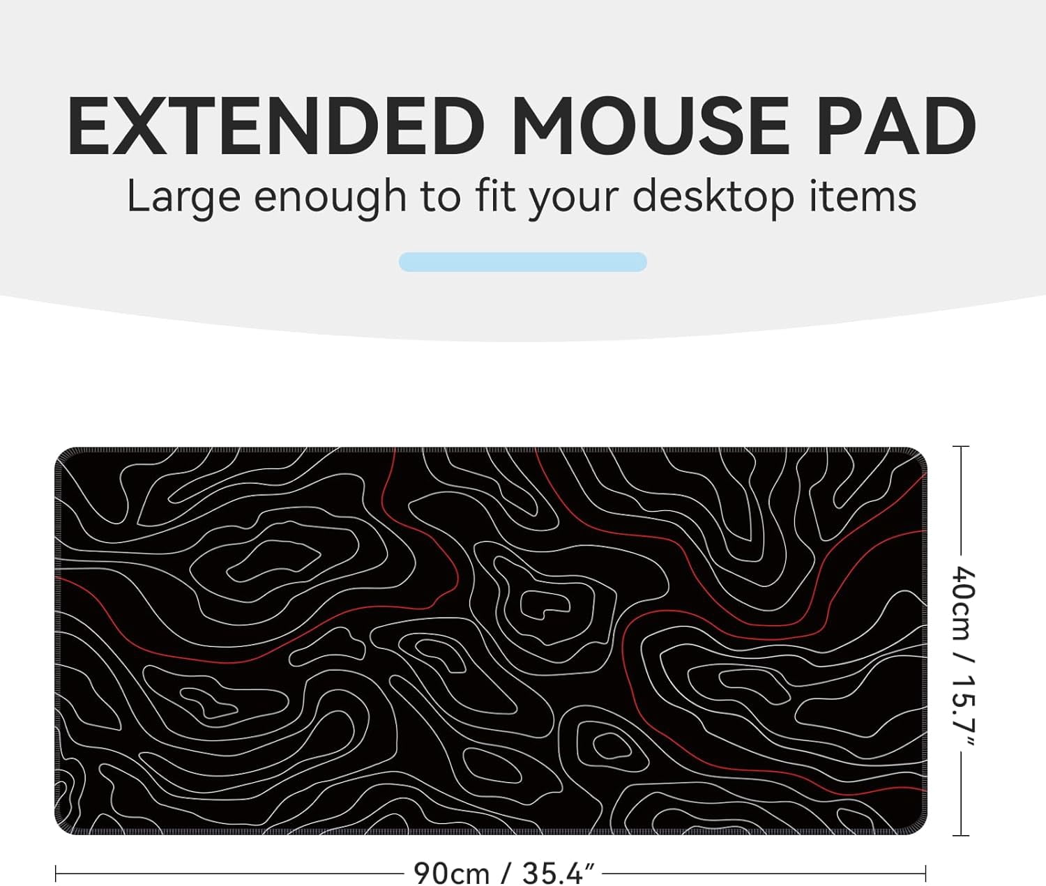 Gaming Mouse Pad, Topographic Map Mousepad, Waterproof Desk Pad Mat, Non-Slip Keyboard Pad, XL Mouse Pad for Desk, Large Mouse Pad for Laptop, Mouse Pad for Home and Office 35.4'''' x 15.7''''