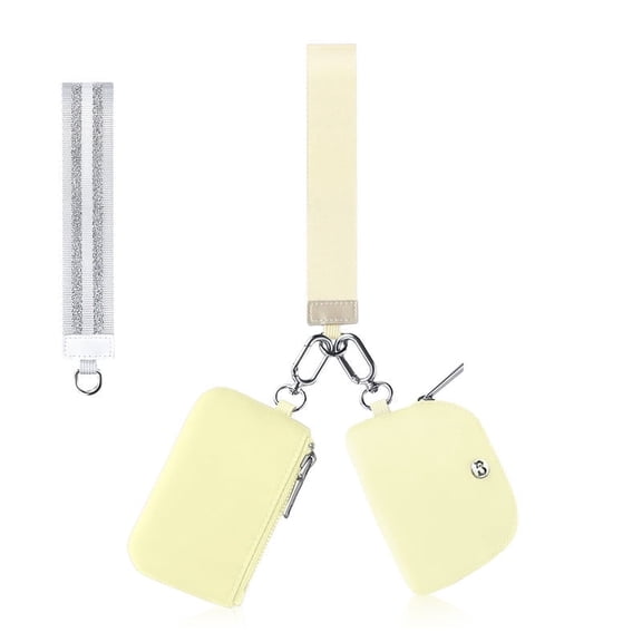 Cysiyu Dual Pouch Wristlet With 2 Straps Mini Zip Around Wristlet Keychain Wallet for Women Small Cute Coin Purse for Teen Girl