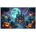 thumbnail image 1 of Gothic Design Halloween Banner with Scary Pumpkins Spooky Castle Backdrop Dark Atmosphere for Halloween Party Decoration, 1 of 5