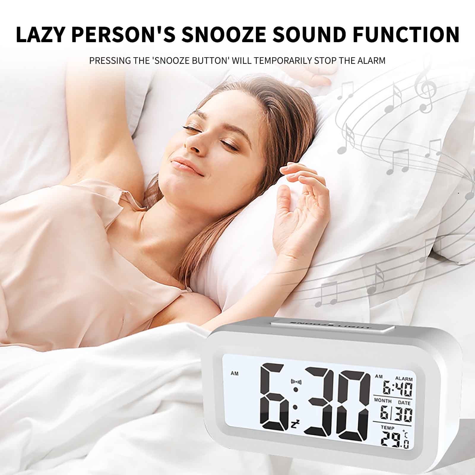 Digital Alarm Clock with Indoor Temperature Display,Battery Operated,Snooze Light Mode,12/24H LCD Display for Bedrooms Heavy Sleepers Kids Travel Bathroom Desk Smart Clock