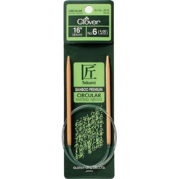 Clover Takumi Bamboo Circular 16-Inch Knitting Needles, Size 6