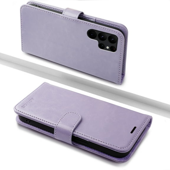 MONASAY Wallet Case Compatible for Galaxy S24 Ultra 5G，[Screen Protector and lens protector] [RFID Blocking] Flip Folio Leather Cell Phone Cover with Credit Card Holder, 6.8 inch, Lavenders