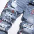 thumbnail image 5 of Jeans for Men Men's Casual Ripped Straight Loose Fit Comfort Jeans Pants Mens Fashion Skinny Jeans Bootcut Ripped Denim Pants, M&Blue, 5 of 7