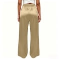 thumbnail image 6 of TEAJOPSUU Womens Satin Pajama Pants Silk Wide Leg Sleep Lounge Pants Loose Pj Bottom with Pockets Solid Color Sleepwear Trousers Khaki, 6 of 7