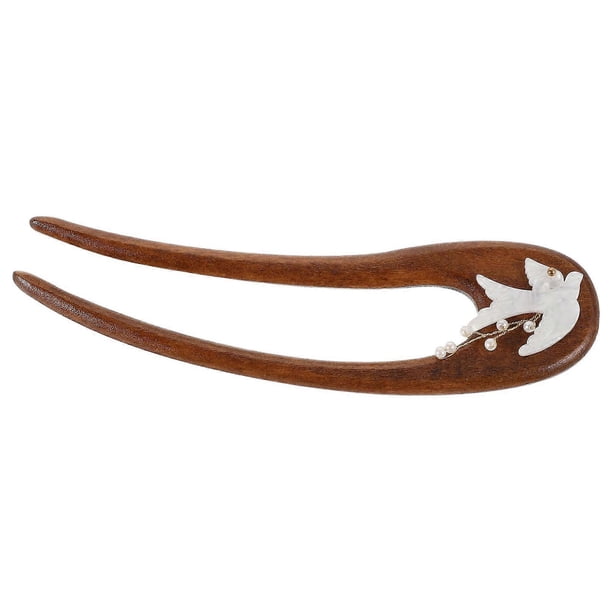Wooden Hairpin for Women Simple Shaped Dark Brown Versatile Use for Updos 2 Pieces