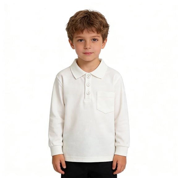 WELOIJEVBE Kids Boys Long Sleeve Polo Shirts Active Performance Tops for Kid Casual Collared V Neck Polo Shirt Boys Boys Clothes Size 4-5 Years