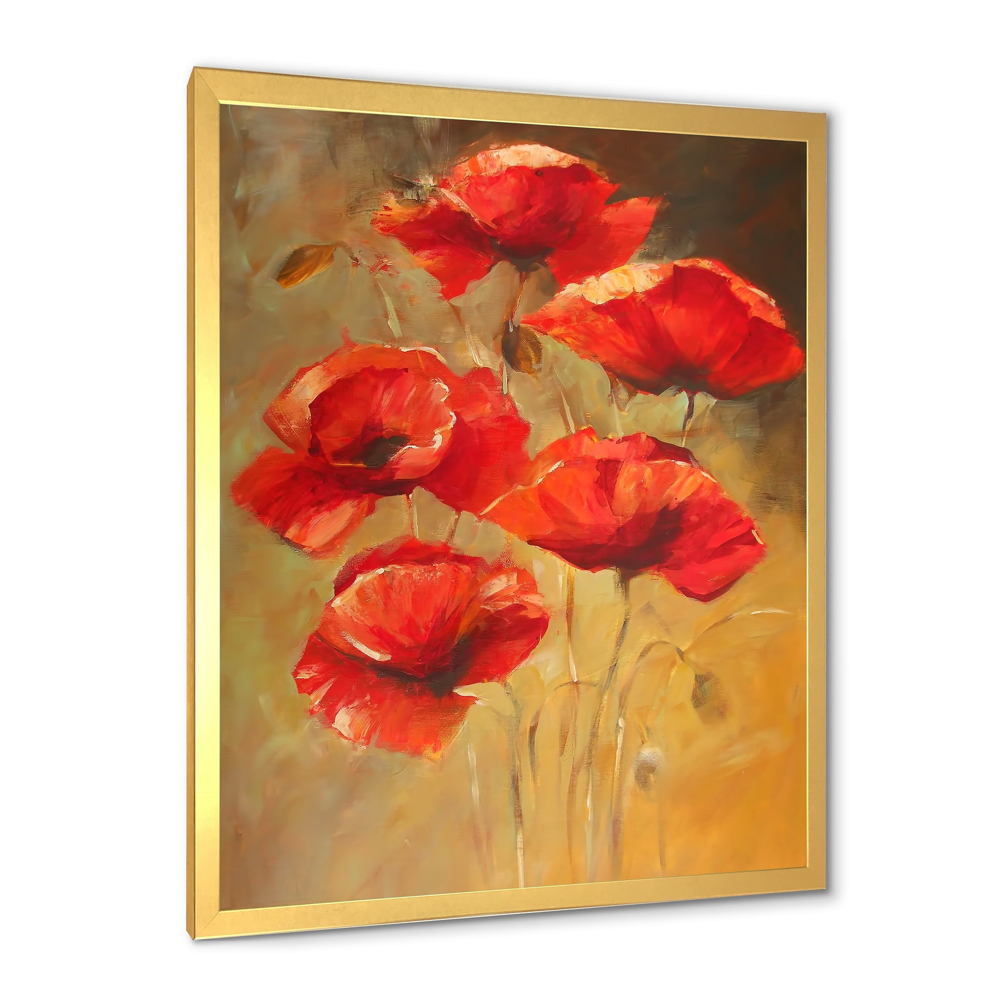 Designart 'Ancient Blooming Poppies II' Traditional Framed Art Print
