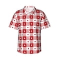 thumbnail image 1 of Balery Plaid Heart Camisas hawaianas de manga corta para hombre, camisas playeras de corte holgado, camisas de vacaciones con botones,Large, 1 of 7