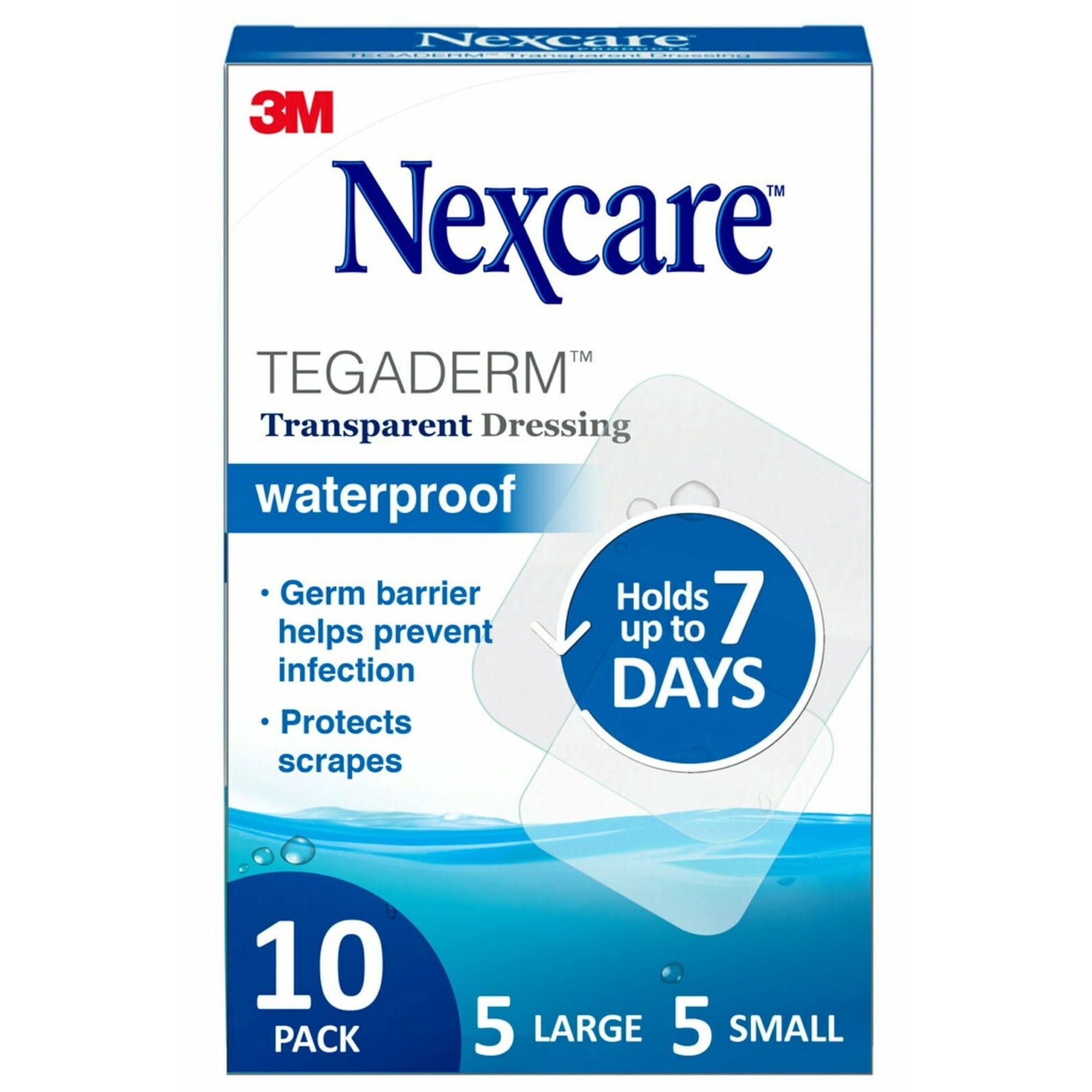 Nexcare Tegaderm Waterproof Transparent Dressing 10 ct (Pack of 6)
