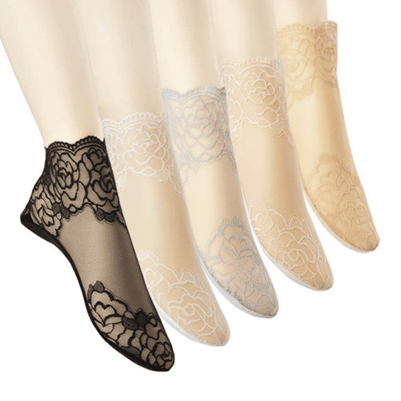 5Pairs Lace Ankle Socks For Women - Ruffle socks women - Fishnet Ankle Women Socks