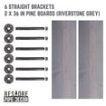 thumbnail image 6 of 36 in. x 7.5 in. x 6.75 in. Riverstone Grey Restore Wood Wall Shelving with Industrial Steel Pipe Straight Brackets, 6 of 9
