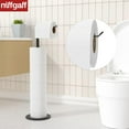thumbnail image 4 of NIFFGAFF Toilet Paper Holder Stand Storage: Freestanding Stainless Steel Roll Holder with Reserve Function, Toilet Accessory Containers， Inverted L-shape, Black, 4 of 7