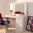 thumbnail image 2 of Ember Interiors Ibbie White Makeup Vanity Set with Lighted Mirror, USB Charging Ports, 7 Drawers, 2 of 4