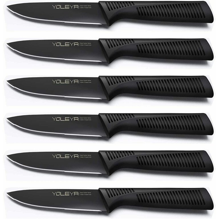 Steak Knives Set of 4, 5 Inch High-Carbon Stainless Steel Non-serrated  Steak Knife, 4 Pieces Professional Straight Edge Kitchen Table Dinner  Knives 