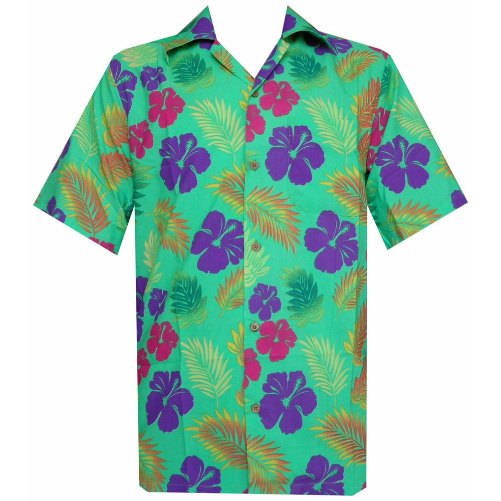 Alvish - Hawaiian Shirt 38 Mens Hibiscus Floral Leaf Print Beach Aloha ...