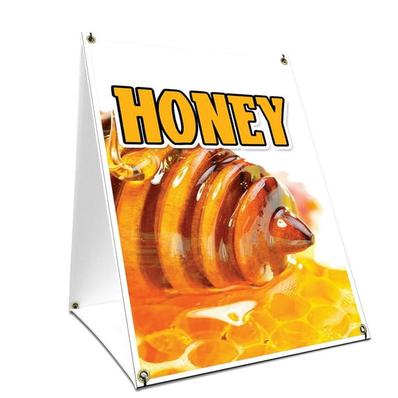 A-frame Sidewalk Honey Sign With Graphics On Each Side | 24" X 36" Print Size