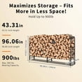 thumbnail image 4 of Bingirl 8Ft Firewood Rack Cover Set Heavy Duty Steel Log Holder Black, 4 of 8