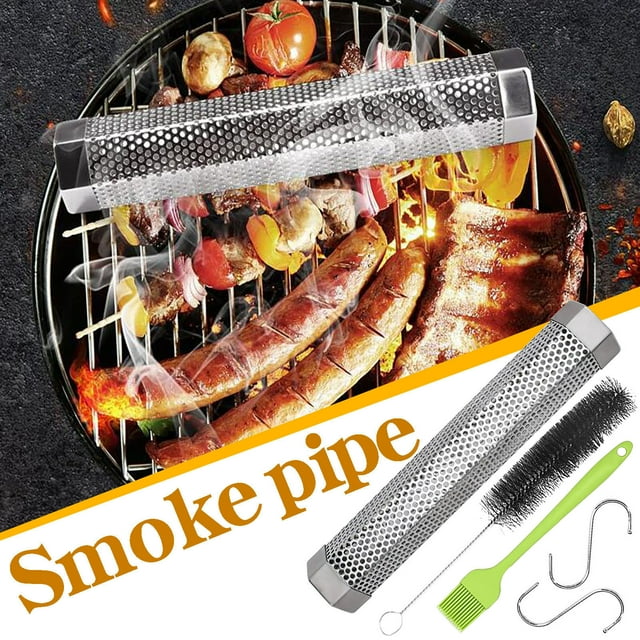 Fiudx Tubo Ahumador para Barbacoa, Tubo Hexagonal de 12'' para Pellets, Acero Inoxidable Duradero, Ahumador Portátil para Barbacoa, Difusión Uniforme para Carnes, Quesos y Verduras, Fácil de Usar, 1