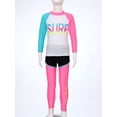 thumbnail image 3 of Eandarui Girls/Boys Sun Protection Swimsuit 3 Piece Long Sleeve Rash Guard Shirts with Swim Shorts Pants White Pink L, 3 of 7