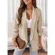 thumbnail image 5 of Blazer PRETTYGARDEN para mujer, casual, con parte delantera abierta, beige y blanco, 5 of 6