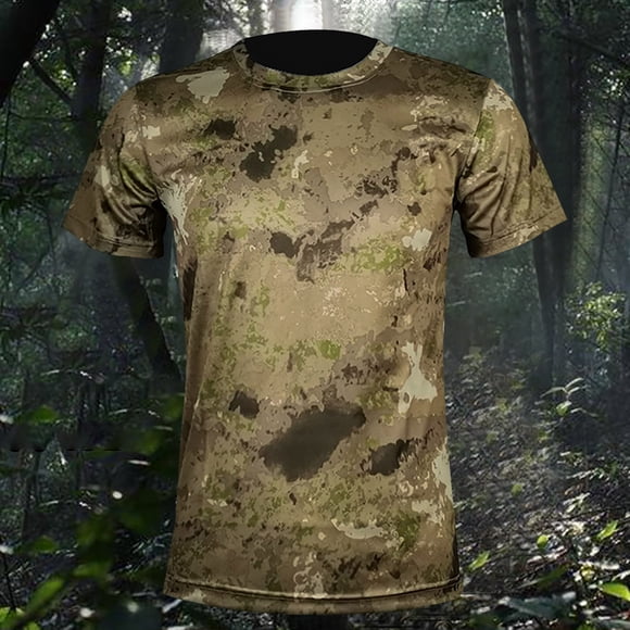 Styesk T Shirts for Man Men's Lightweight Breathable Snug Camouflage Drying Short Sleeved Round Neck